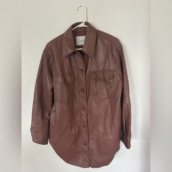 Wilfred Ganna Vegan Leather Shirt Jacket Brown Smal - Picture 2 of 11